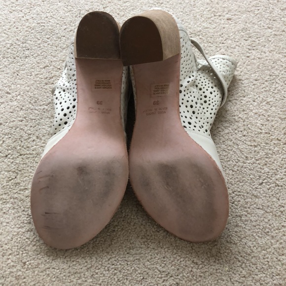 Latitude Femme Perforated Leather Peep Toe Booties - Picture 6 of 9